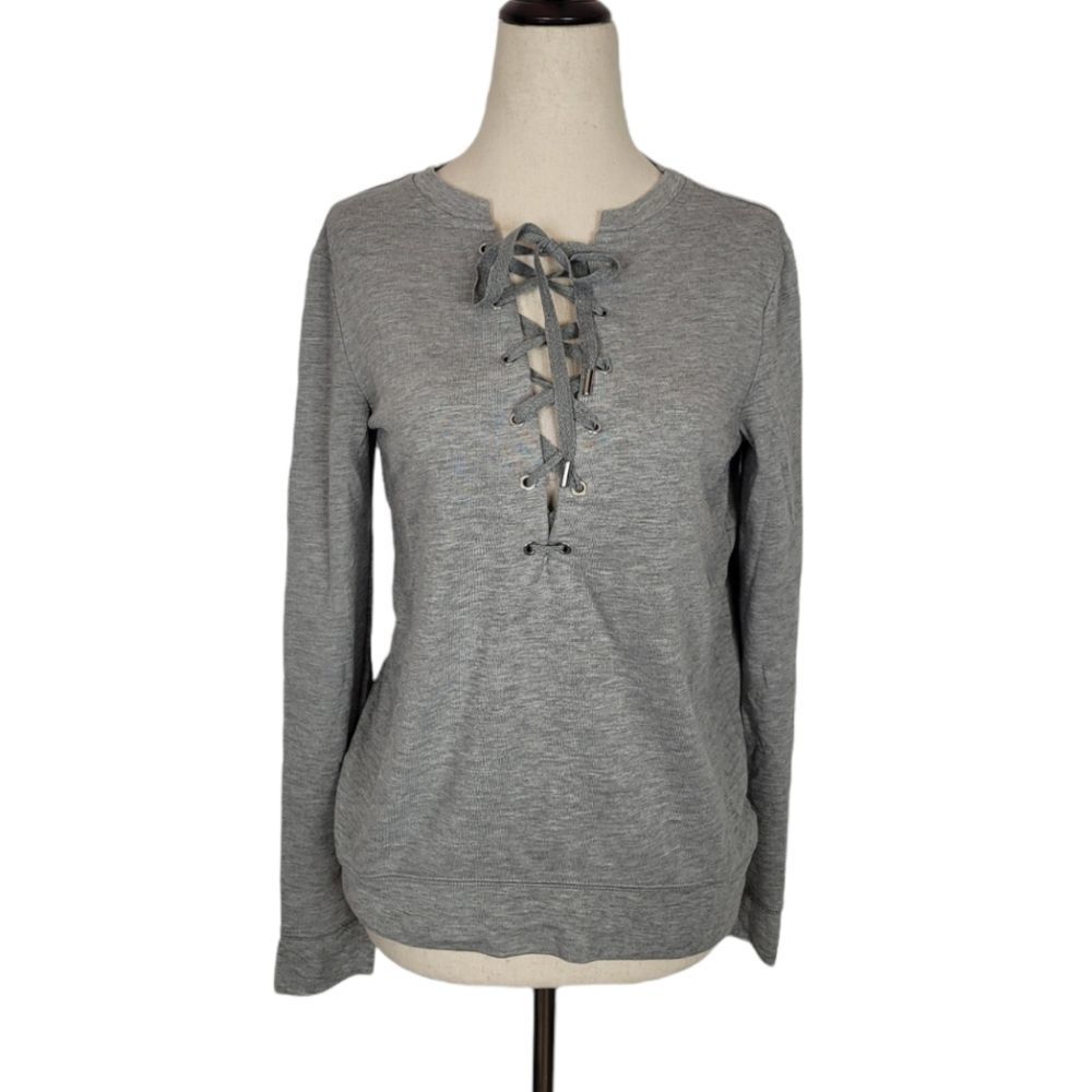White House Black Market Grey Soft Long Sleeve Top